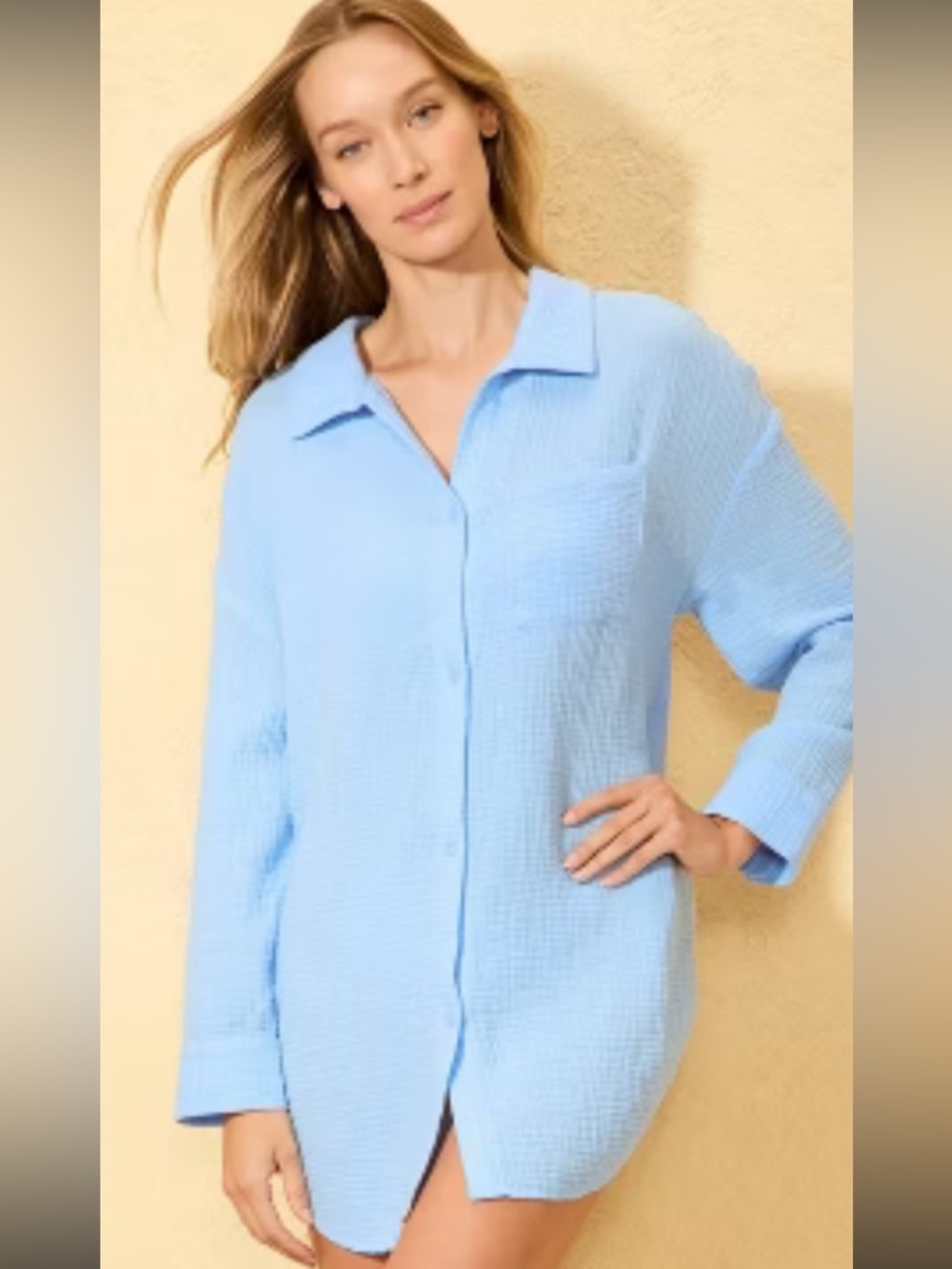 NEW Shade & Shore Sky Blue Collared Button-Front Swim Coverup